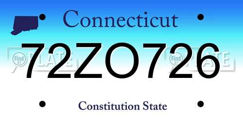 72ZO726 Connecticut License Plate