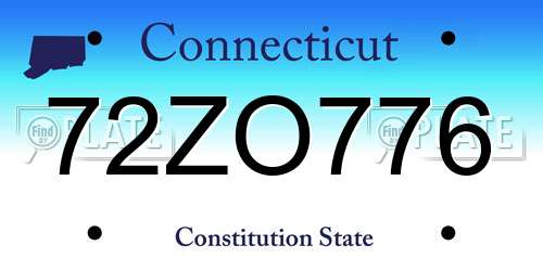 72ZO776 Connecticut License Plate