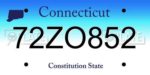 72ZO852 Connecticut License Plate