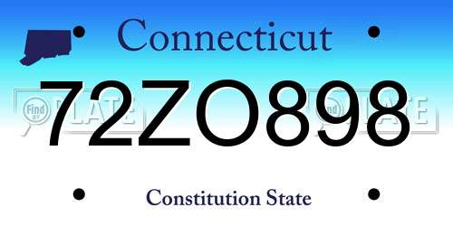 72ZO898 Connecticut License Plate