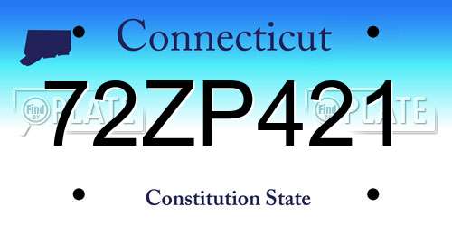72ZP421 Connecticut License Plate