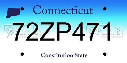 72ZP471 Connecticut License Plate