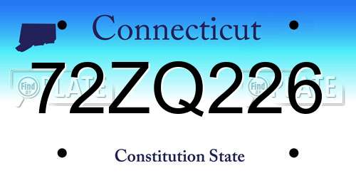 72ZQ226 Connecticut License Plate
