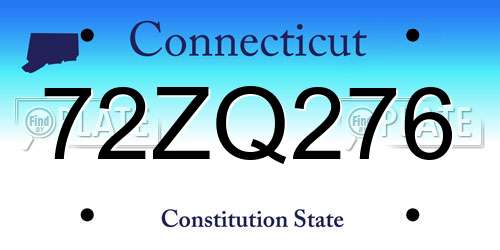72ZQ276 Connecticut License Plate