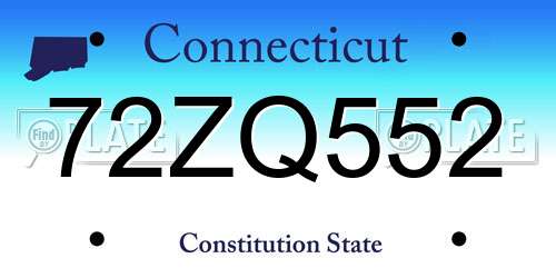 72ZQ552 Connecticut License Plate