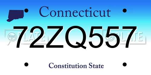 72ZQ557 Connecticut License Plate