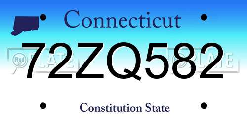72ZQ582 Connecticut License Plate