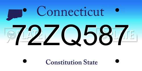 72ZQ587 Connecticut License Plate