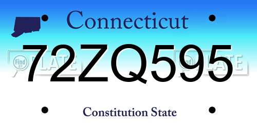 72ZQ595 Connecticut License Plate