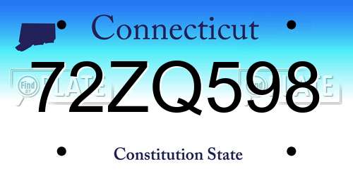 72ZQ598 Connecticut License Plate