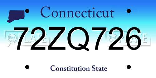 72ZQ726 Connecticut License Plate