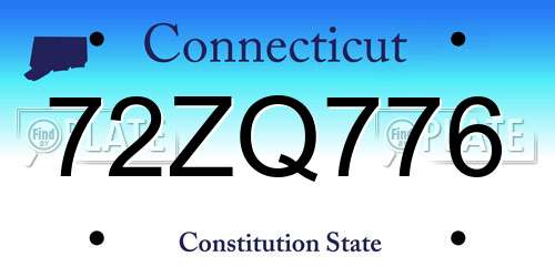 72ZQ776 Connecticut License Plate