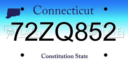 72ZQ852 Connecticut License Plate
