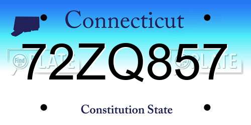 72ZQ857 Connecticut License Plate
