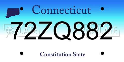 72ZQ882 Connecticut License Plate