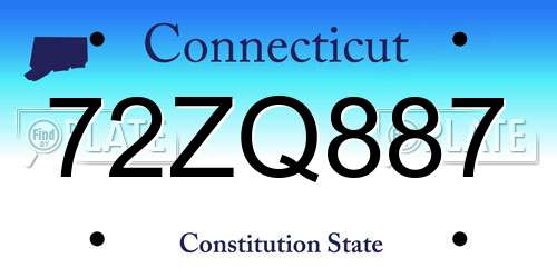 72ZQ887 Connecticut License Plate