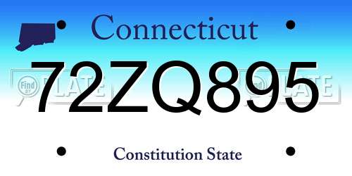 72ZQ895 Connecticut License Plate