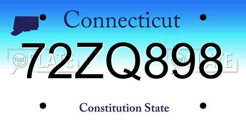 72ZQ898 Connecticut License Plate