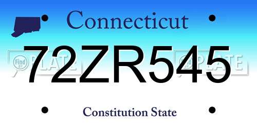 72ZR545 Connecticut License Plate