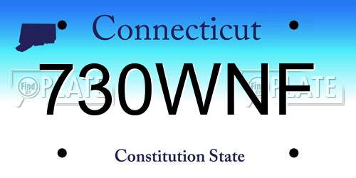 730WNF Connecticut License Plate