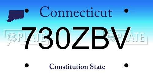 730ZBV Connecticut License Plate