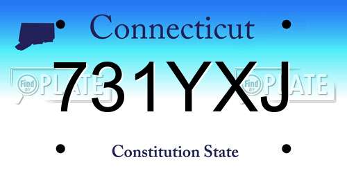 731YXJ Connecticut License Plate
