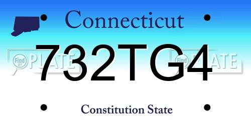 732TG4 Connecticut License Plate