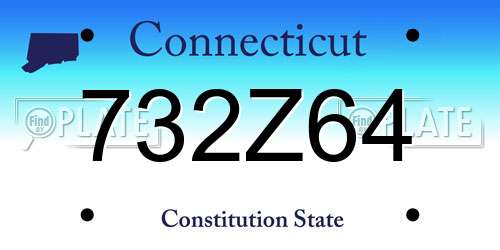 732Z64 Connecticut License Plate