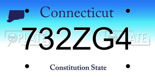732ZG4 Connecticut License Plate