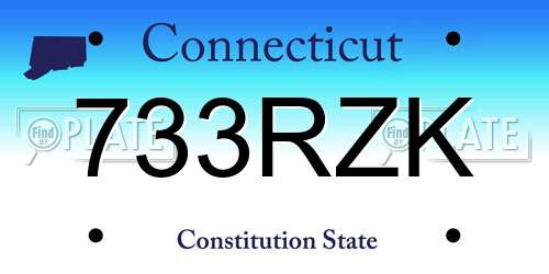 733RZK Connecticut License Plate
