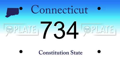 734 Connecticut License Plate