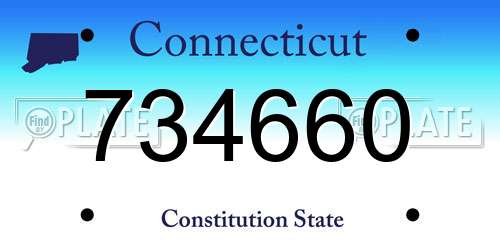 734660 Connecticut License Plate