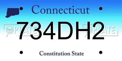 734DH2 Connecticut License Plate