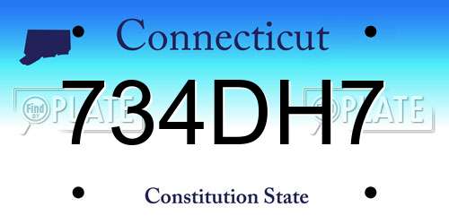 734DH7 Connecticut License Plate