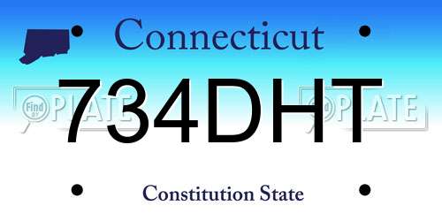 734DHT Connecticut License Plate