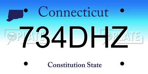 734DHZ Connecticut License Plate