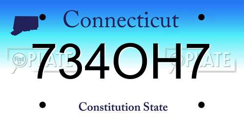 734OH7 Connecticut License Plate