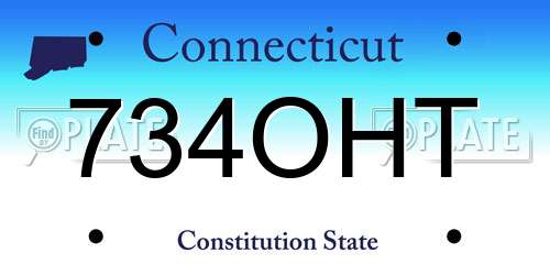 734OHT Connecticut License Plate