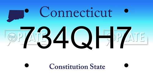 734QH7 Connecticut License Plate