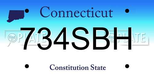 734SBH Connecticut License Plate
