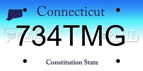 734TMG Connecticut License Plate