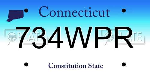 734WPR Connecticut License Plate