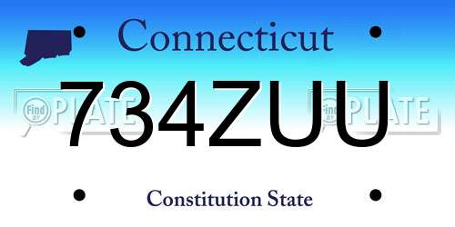 734ZUU Connecticut License Plate