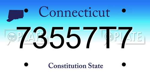 73557T7 Connecticut License Plate