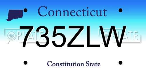 735ZLW Connecticut License Plate