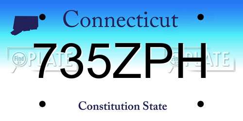 735ZPH Connecticut License Plate