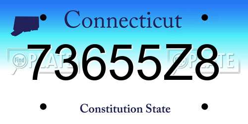 73655Z8 Connecticut License Plate