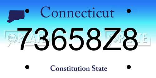 73658Z8 Connecticut License Plate