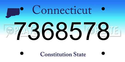 7368578 Connecticut License Plate