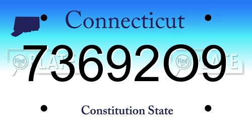 73692O9 Connecticut License Plate